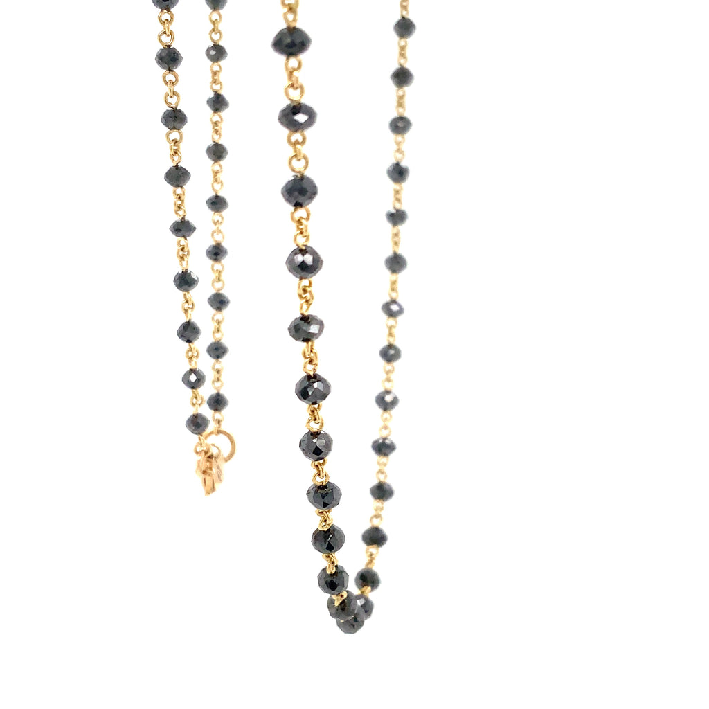 Black Diamond Beads Necklace set in 18K Yellow Gold - Image 5 of 8