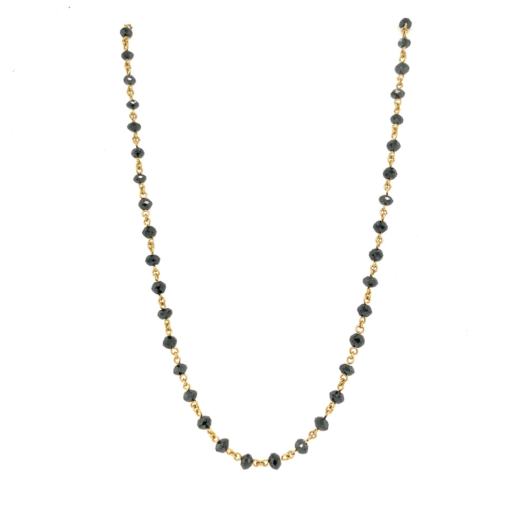 Black Diamond Beads Necklace set in 18K Yellow Gold - Image 3 of 8