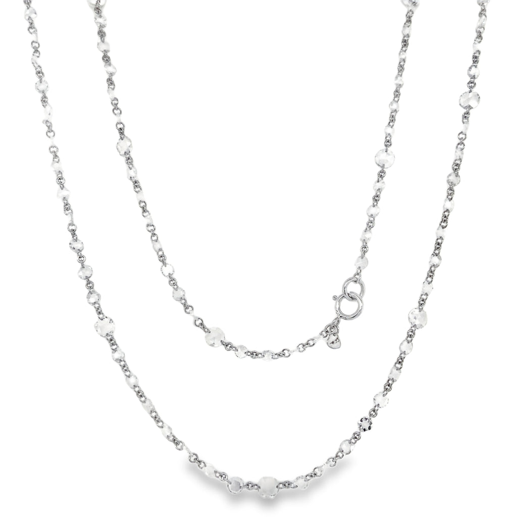 White Rosecut Diamond Necklace set in 18K White Gold - Image 1 of 8
