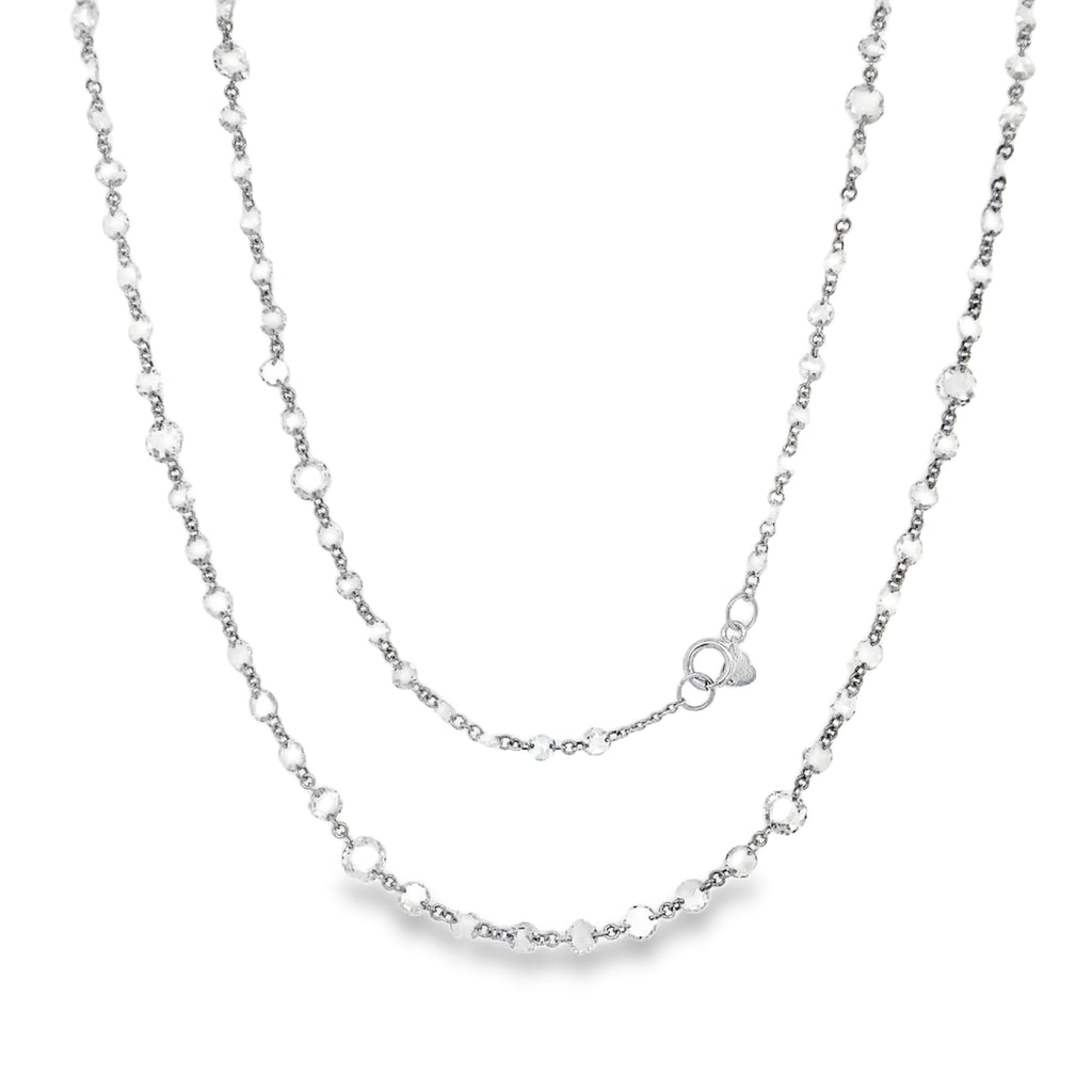 White Rosecut Diamond Necklace set in 18K White Gold - Image 7 of 8