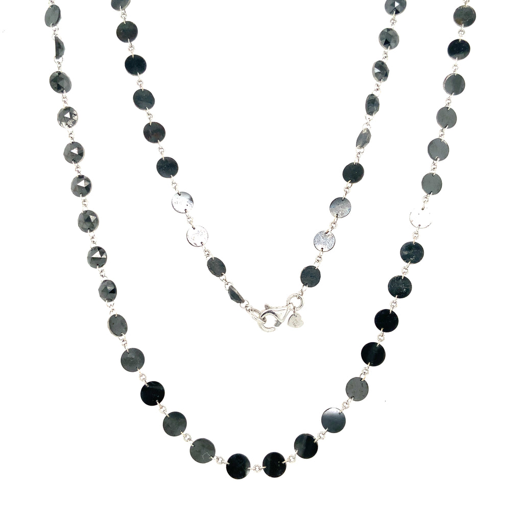 Rosecut Black Diamond Necklace Set in 18K White Gold. - Image 4 of 5