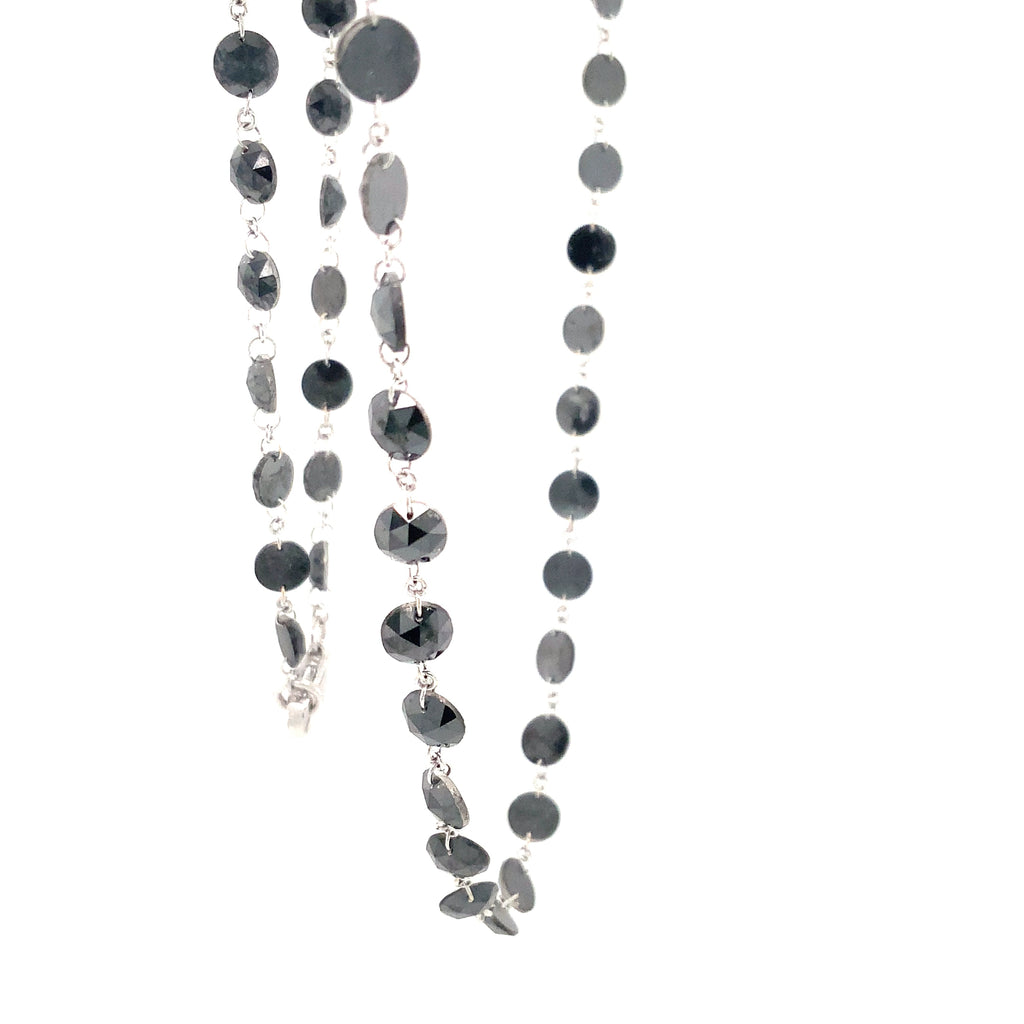 Rosecut Black Diamond Necklace Set in 18K White Gold. - Image 5 of 5