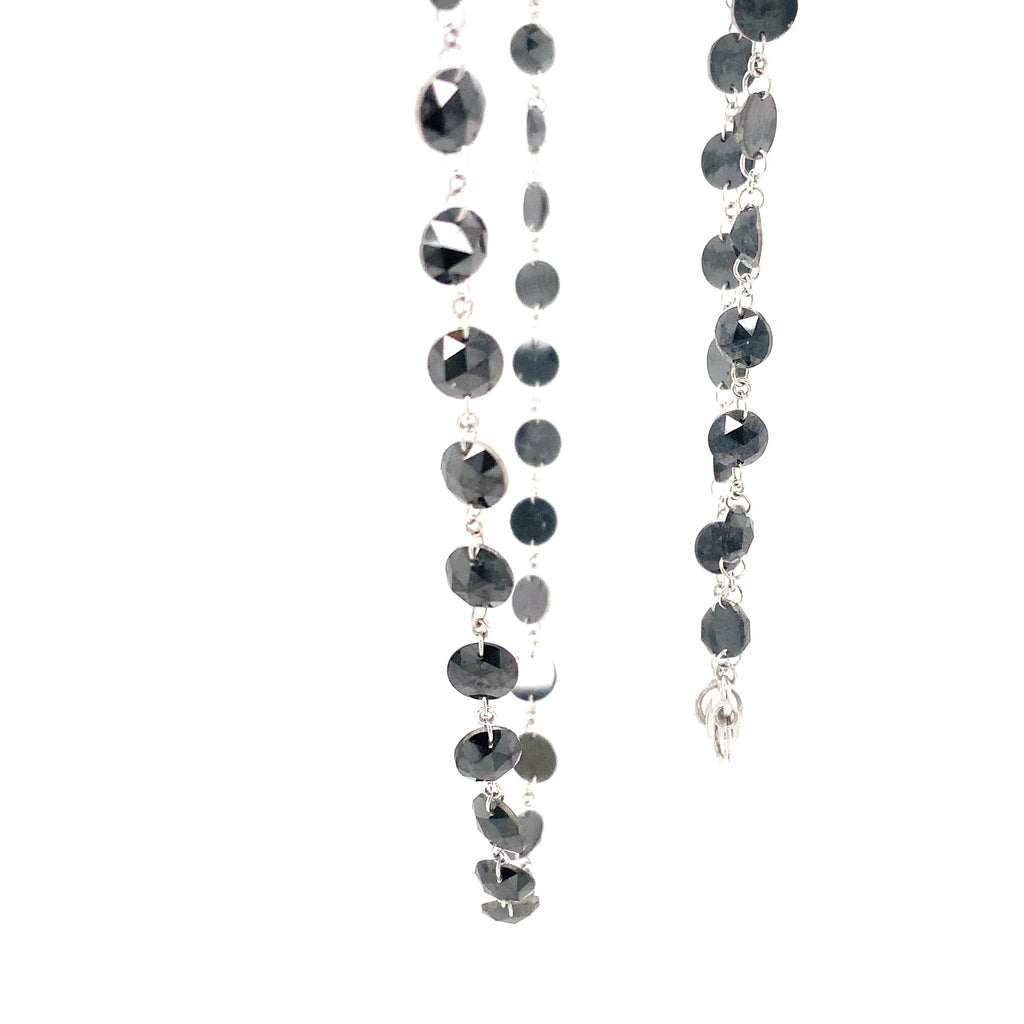 Rosecut Black Diamond Necklace Set in 18K White Gold. - Image 3 of 5