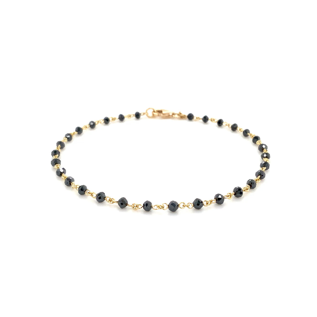 Black Diamond Beads Bracelet set in 18K Yellow Gold - Image 2 of 6
