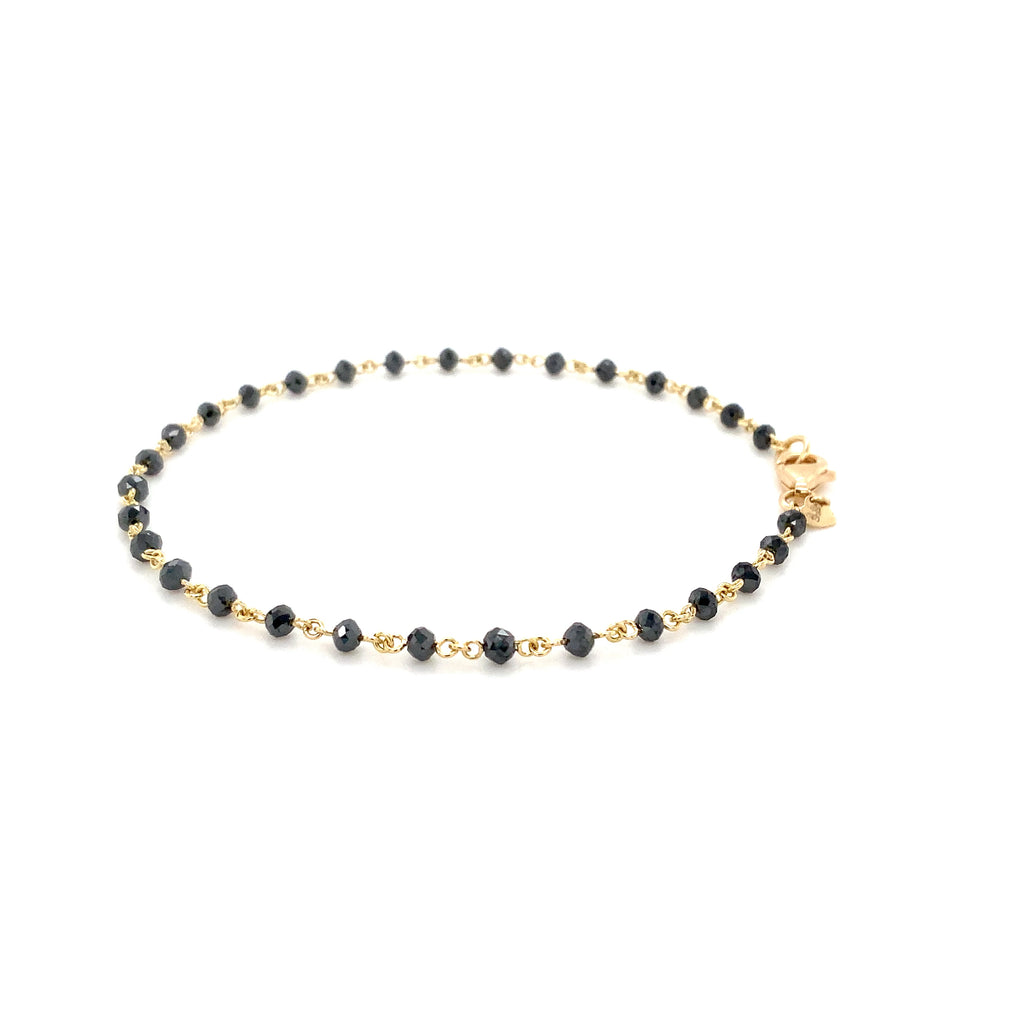 Black Diamond Beads Bracelet set in 18K Yellow Gold - Image 3 of 6