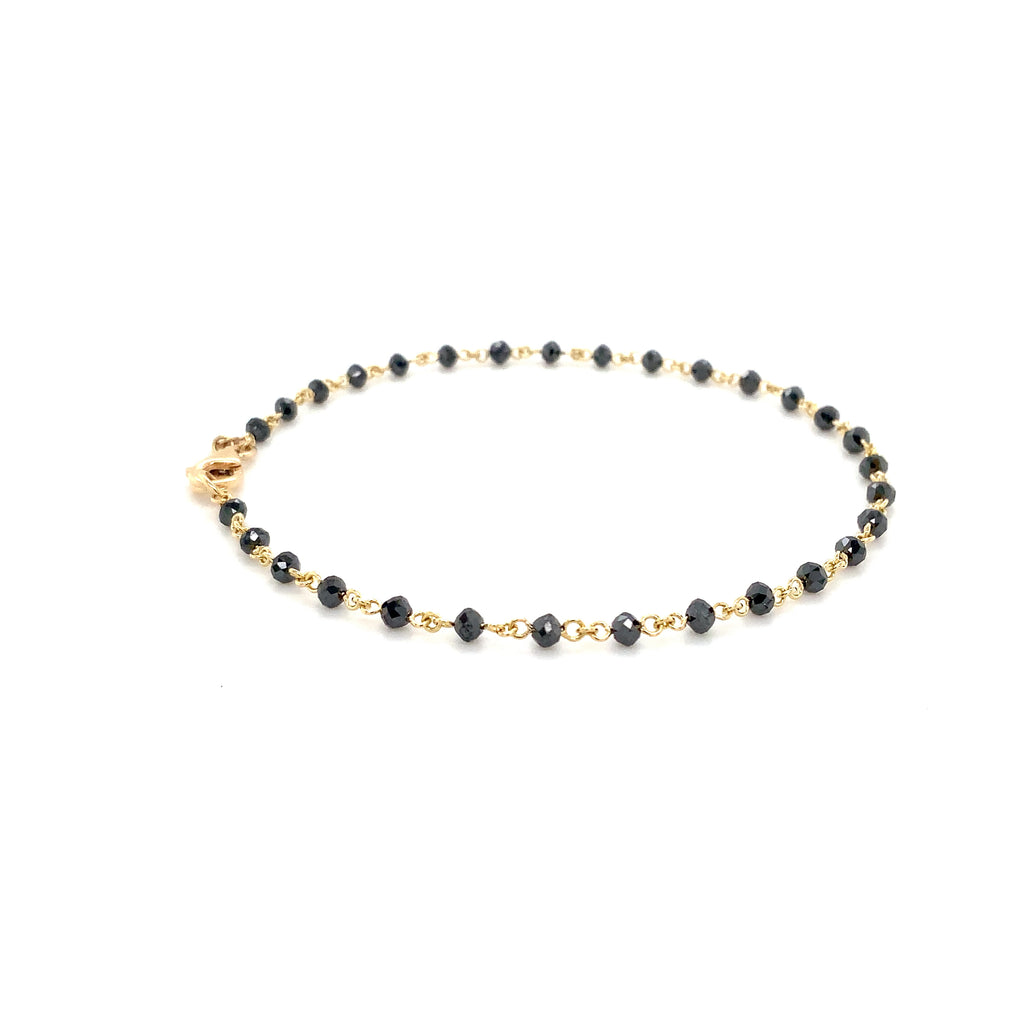Black Diamond Beads Bracelet set in 18K Yellow Gold - Image 5 of 6