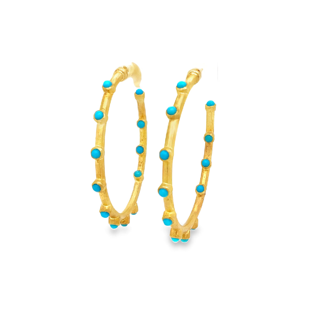 Lika Behar Pure Love Deserves Pure Gold, Turquoise Therapy Sleeping Beauty Earrings in 22K Gold - Image 1 of 8