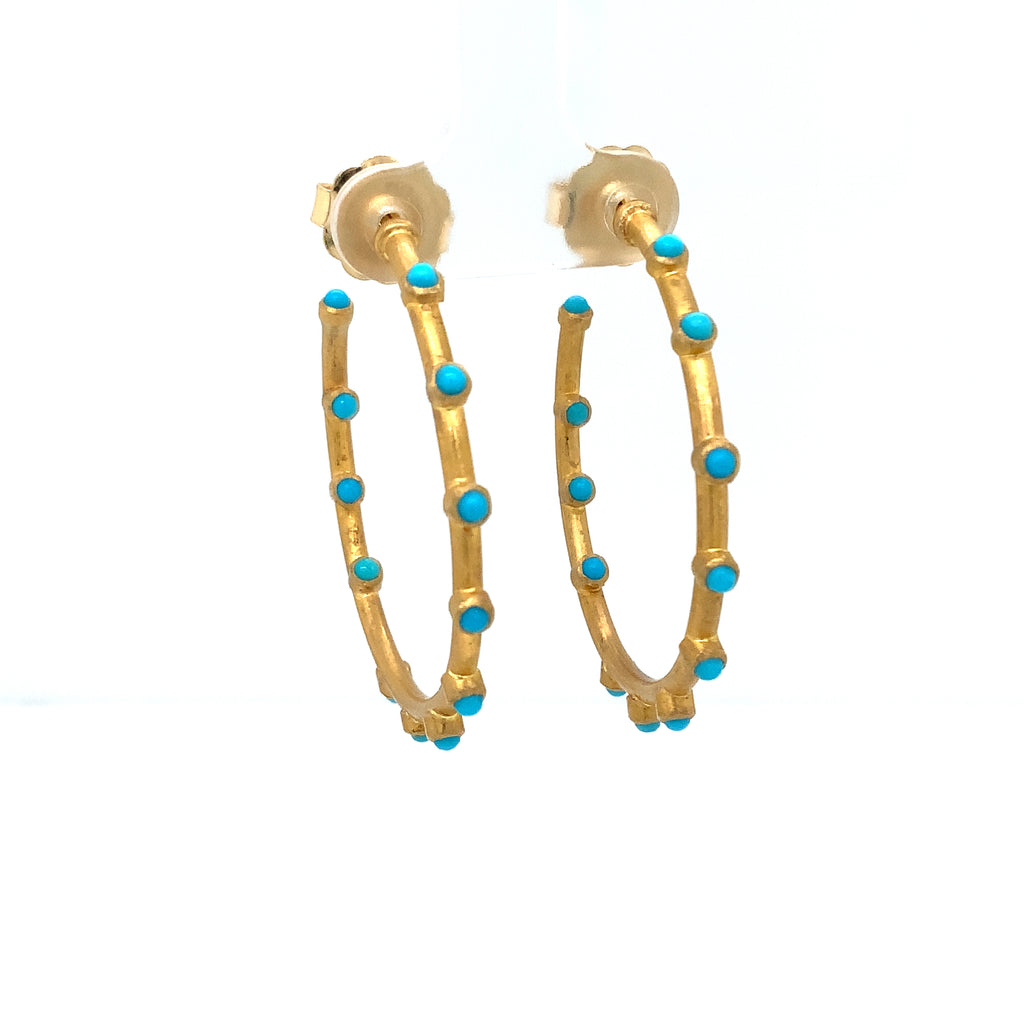 Lika Behar Pure Love Deserves Pure Gold, Turquoise Therapy Sleeping Beauty Earrings in 22K Gold - Image 2 of 8