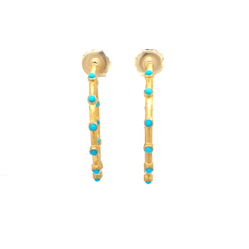 Lika Behar Pure Love Deserves Pure Gold, Turquoise Therapy Sleeping Beauty Earrings in 22K Gold - Image 3 of 8