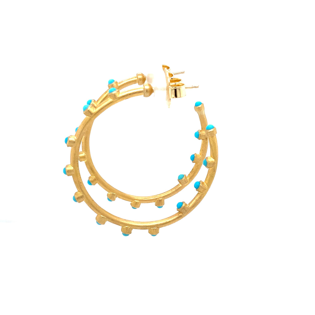Lika Behar Pure Love Deserves Pure Gold, Turquoise Therapy Sleeping Beauty Earrings in 22K Gold - Image 4 of 8