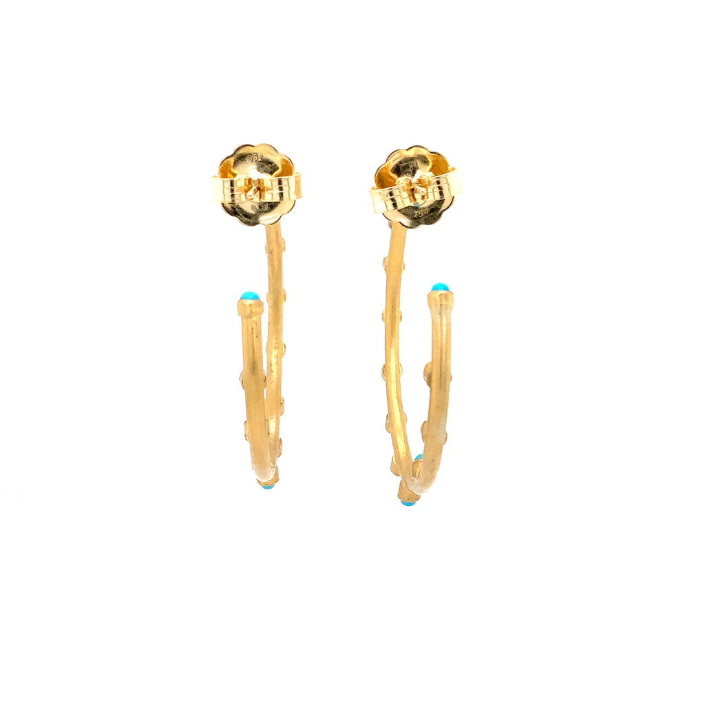 Lika Behar Pure Love Deserves Pure Gold, Turquoise Therapy Sleeping Beauty Earrings in 22K Gold - Image 5 of 8