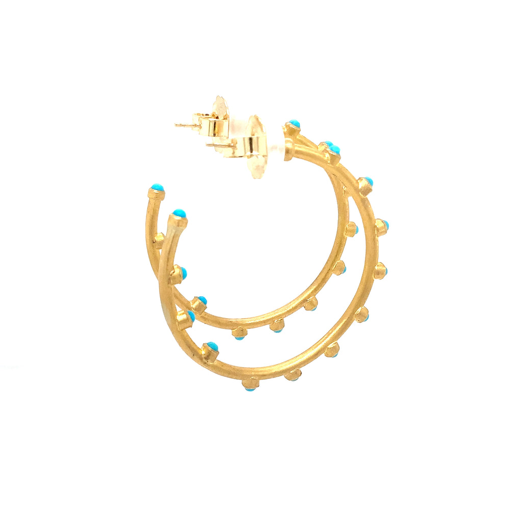 Lika Behar Pure Love Deserves Pure Gold, Turquoise Therapy Sleeping Beauty Earrings in 22K Gold - Image 6 of 8