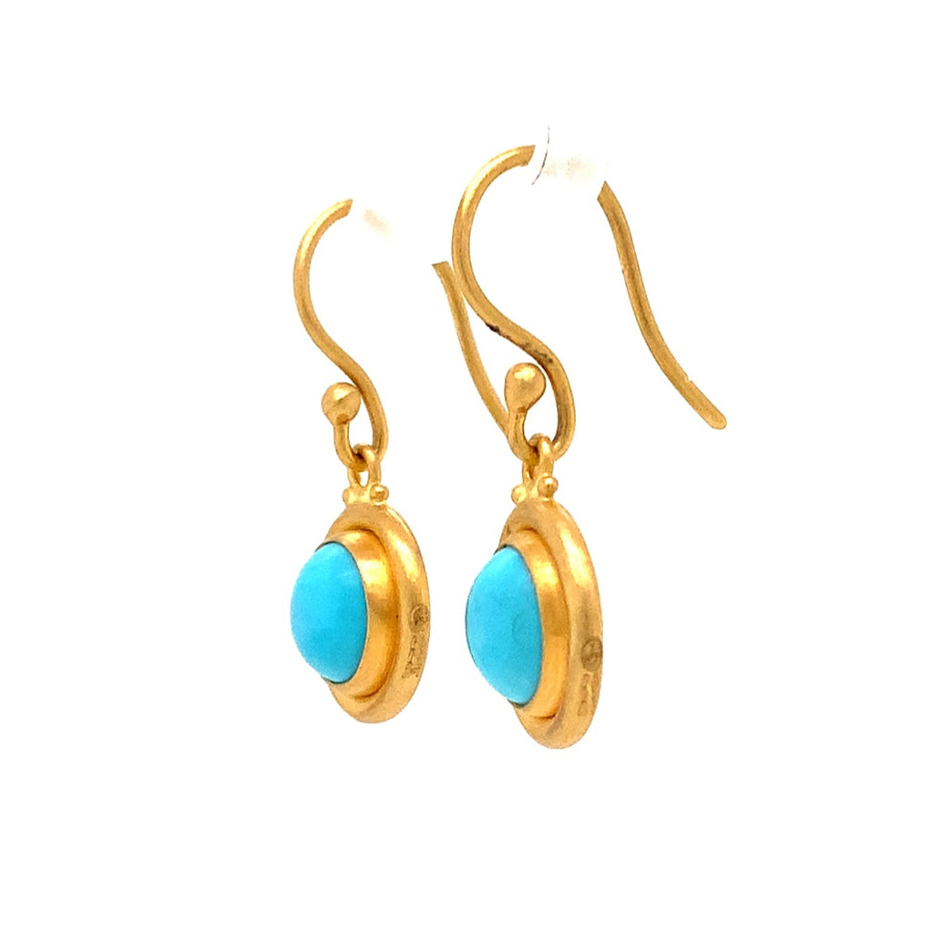 Lika Behar One of a Kind, Turquoise Therapy Drop Earring in 22K Gold - Image 2 of 9