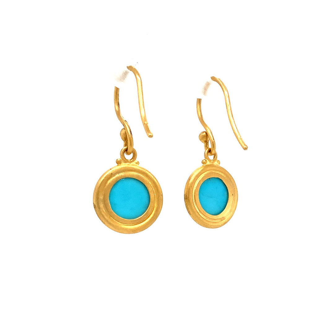 Lika Behar One of a Kind, Turquoise Therapy Drop Earring in 22K Gold - Image 3 of 9