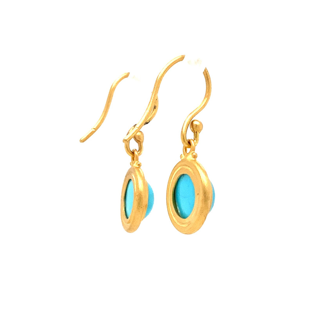Lika Behar One of a Kind, Turquoise Therapy Drop Earring in 22K Gold - Image 4 of 9