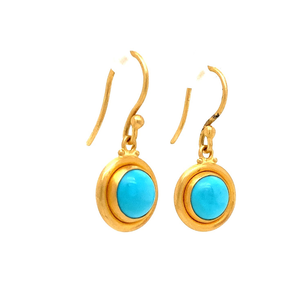 Lika Behar One of a Kind, Turquoise Therapy Drop Earring in 22K Gold - Image 5 of 9