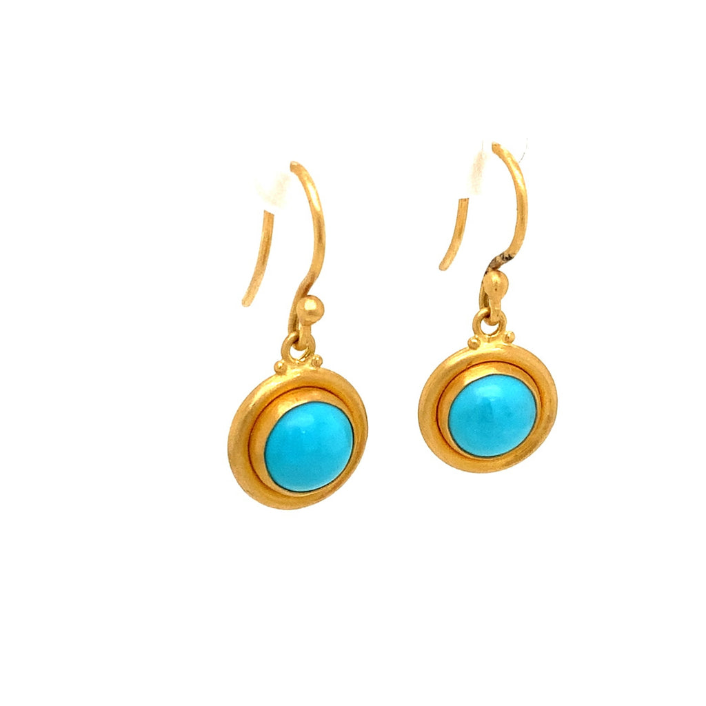Lika Behar One of a Kind, Turquoise Therapy Drop Earring in 22K Gold - Image 6 of 9