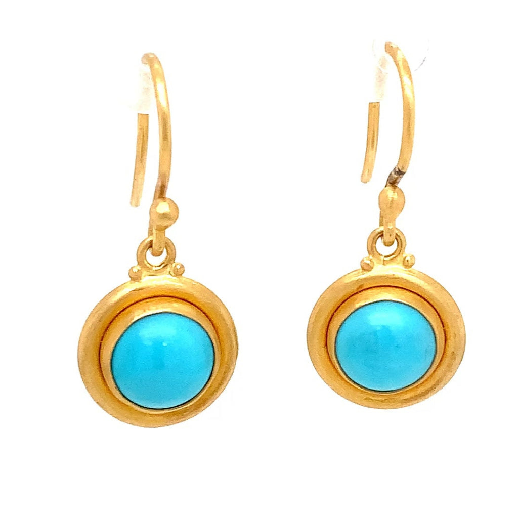 Lika Behar One of a Kind, Turquoise Therapy Drop Earring in 22K Gold - Image 7 of 9