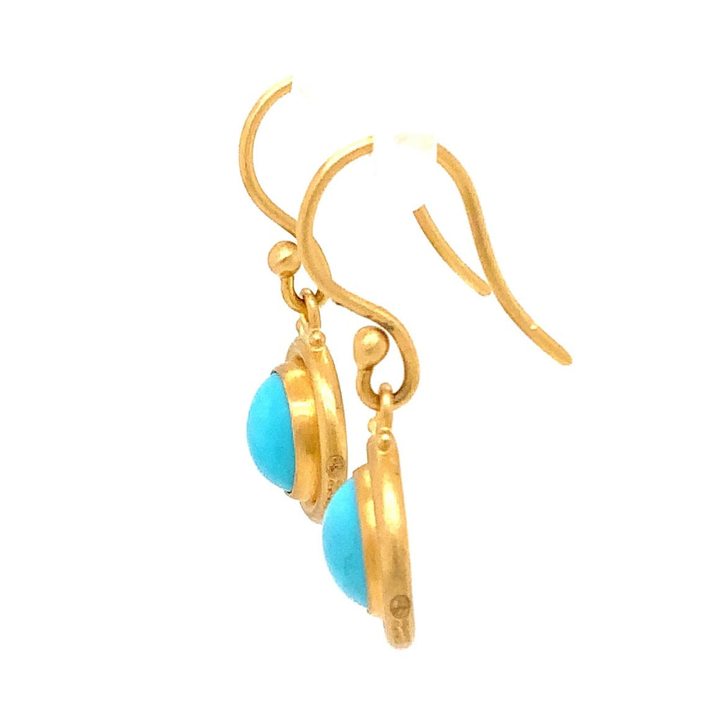 Lika Behar One of a Kind, Turquoise Therapy Drop Earring in 22K Gold - Image 8 of 9