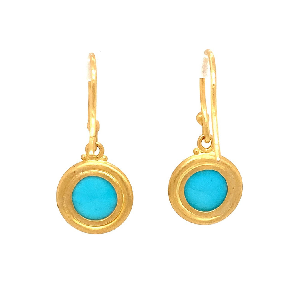 Lika Behar One of a Kind, Turquoise Therapy Drop Earring in 22K Gold - Image 9 of 9