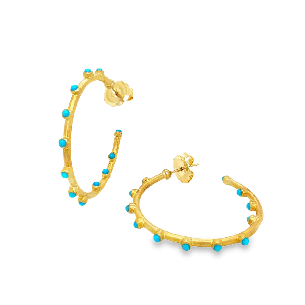 Lika Behar Pure Love Deserves Pure Gold, Turquoise Therapy Sleeping Beauty Earrings in 22K Gold - Image 8 of 8