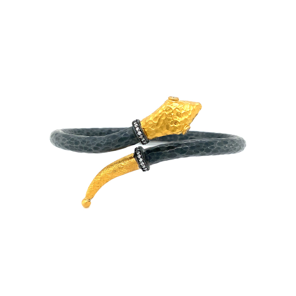 Lika Behar One of a Kind, Yin and Yang Snake Bracelet 24K Fusion Gold & Oxi Silver with Diamond - Image 7 of 8