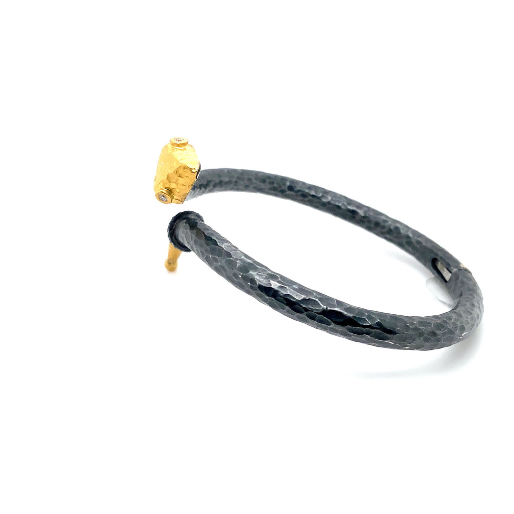 Lika Behar One of a Kind, Yin and Yang Snake Bracelet 24K Fusion Gold & Oxi Silver with Diamond - Image 3 of 8