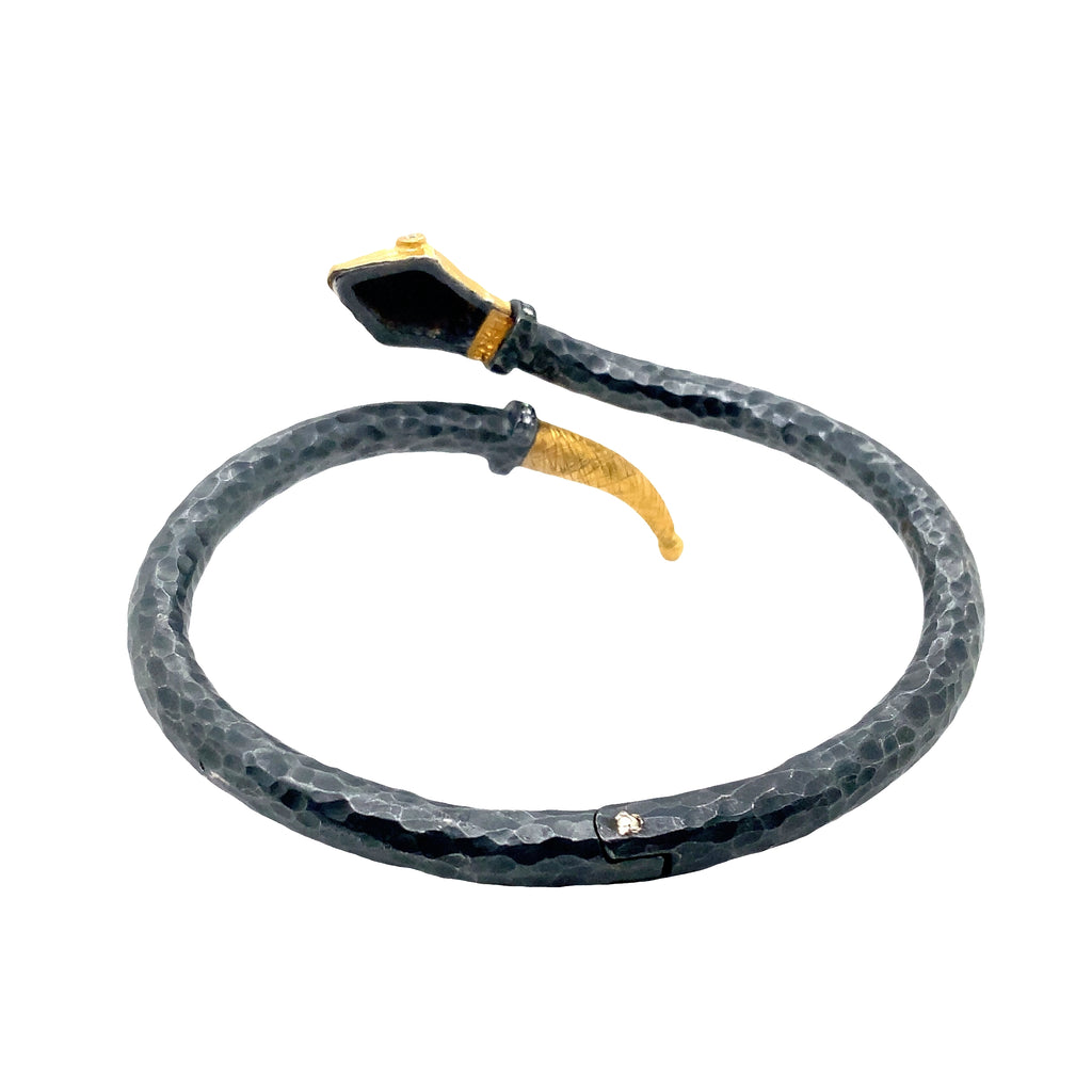Lika Behar One of a Kind, Yin and Yang Snake Bracelet 24K Fusion Gold & Oxi Silver with Diamond - Image 4 of 8