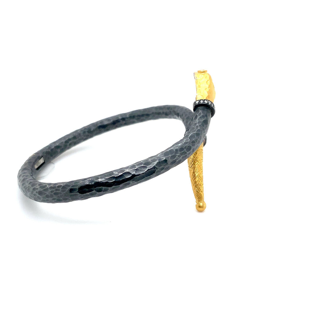 Lika Behar One of a Kind, Yin and Yang Snake Bracelet 24K Fusion Gold & Oxi Silver with Diamond - Image 5 of 8