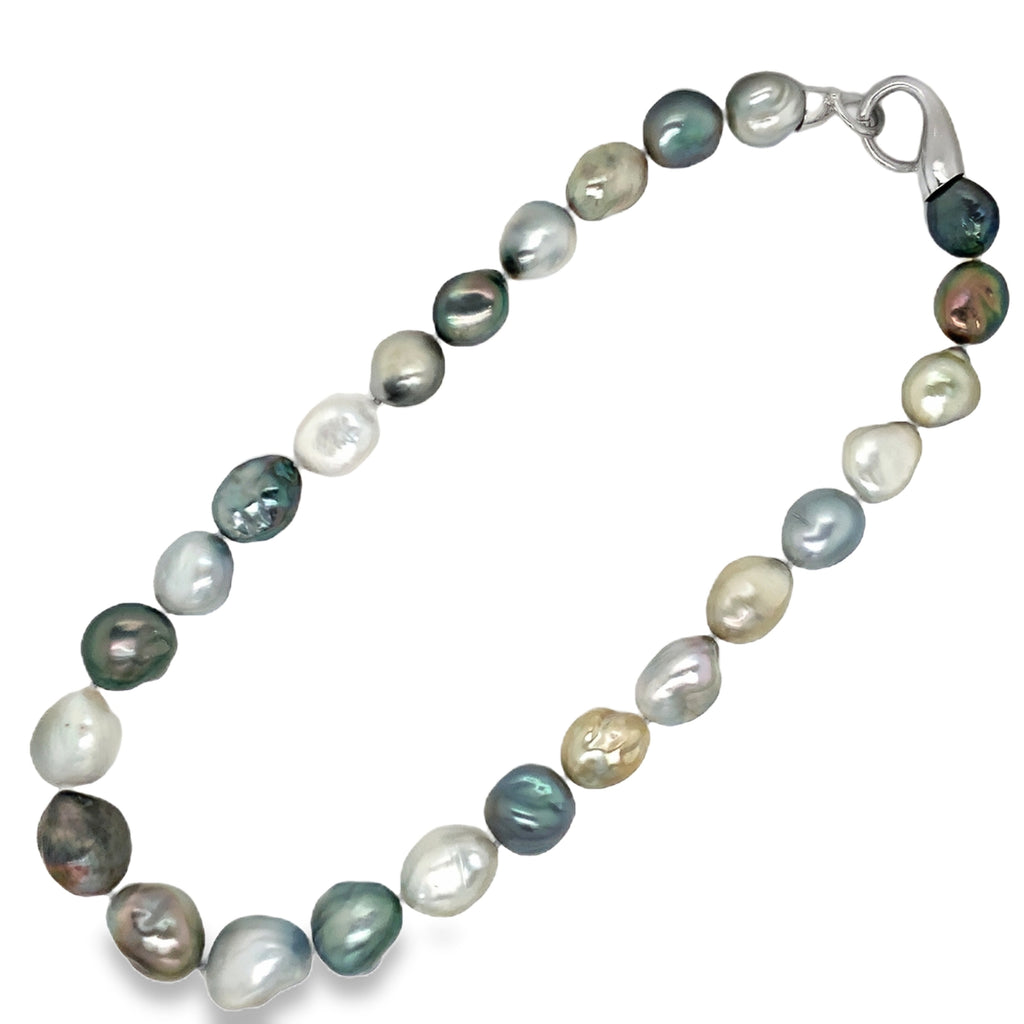 Multi Color Tahitian Large South Sea Pearl Necklace with sterling silver clasp - Image 1 of 5