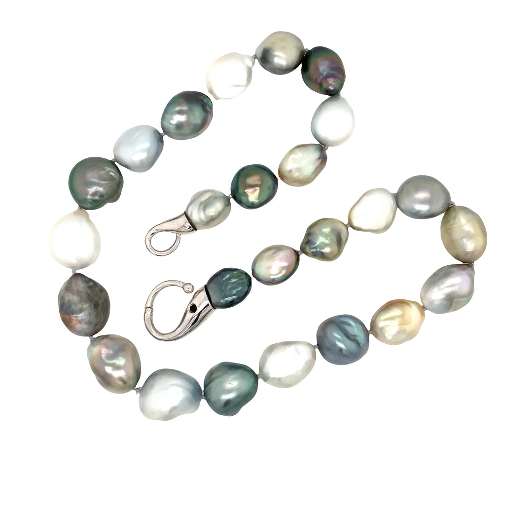 Multi Color Tahitian Large South Sea Pearl Necklace with sterling silver clasp - Image 3 of 5