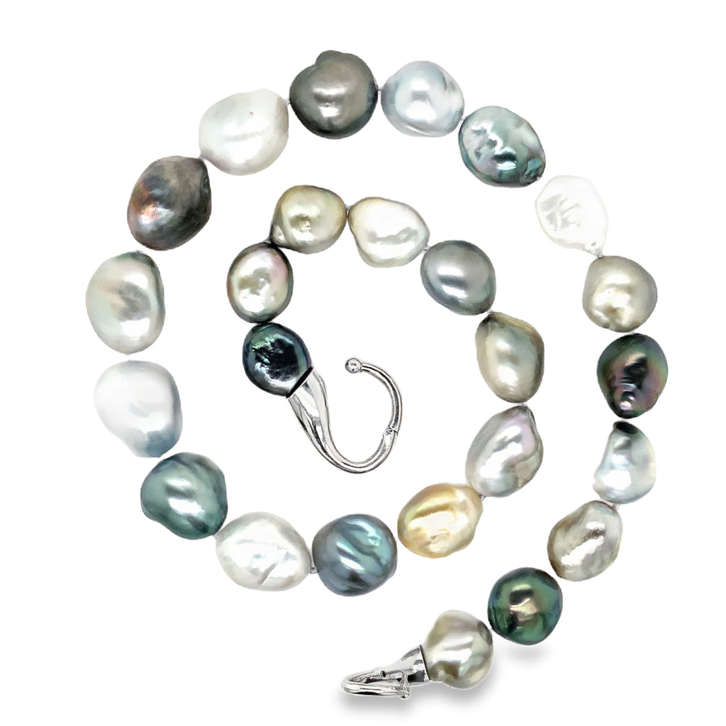Multi Color Tahitian Large South Sea Pearl Necklace with sterling silver clasp - Image 4 of 5
