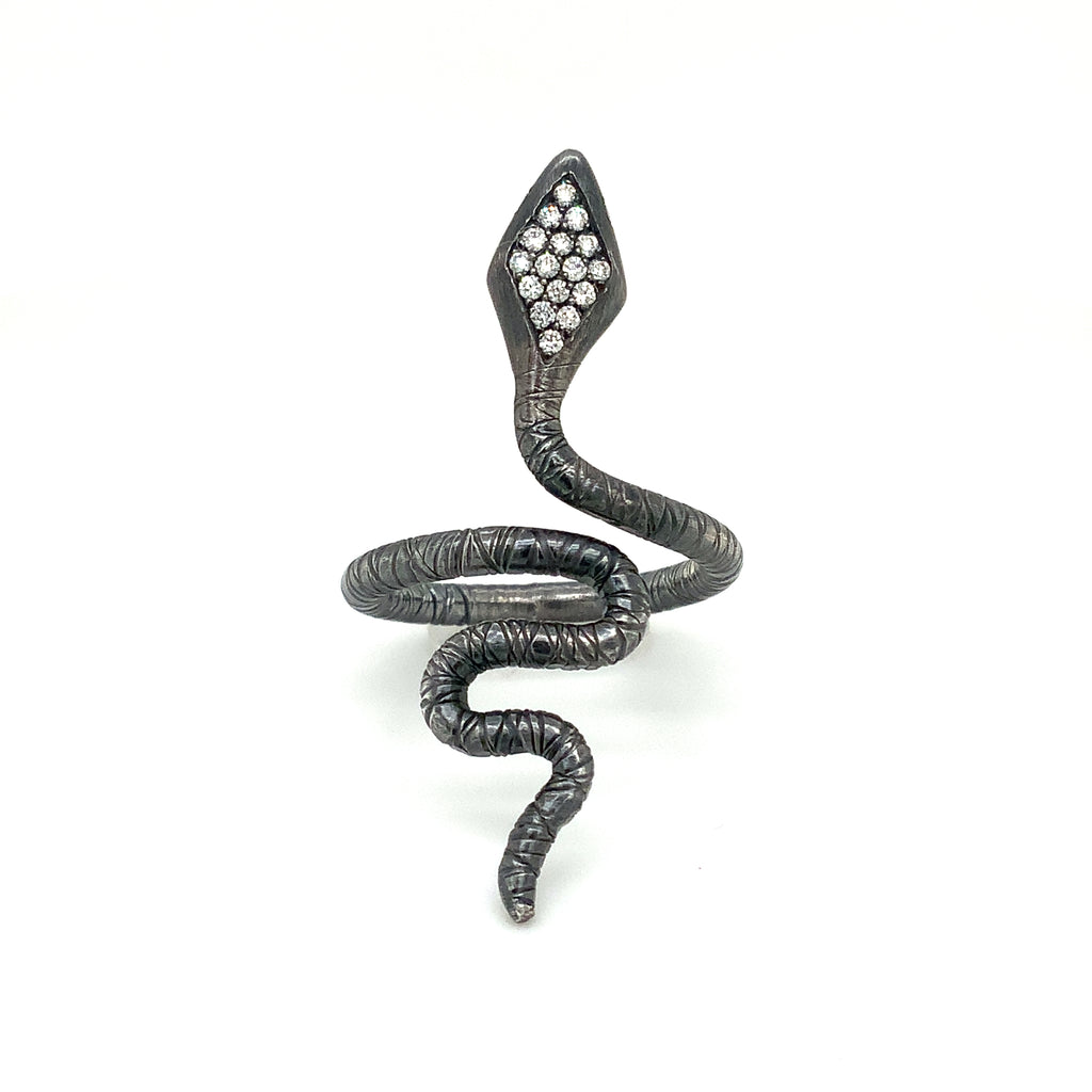 Lika Behar Collection Snake Ring with Diamond in Oxidized Sterling Sitver - Image 7 of 7