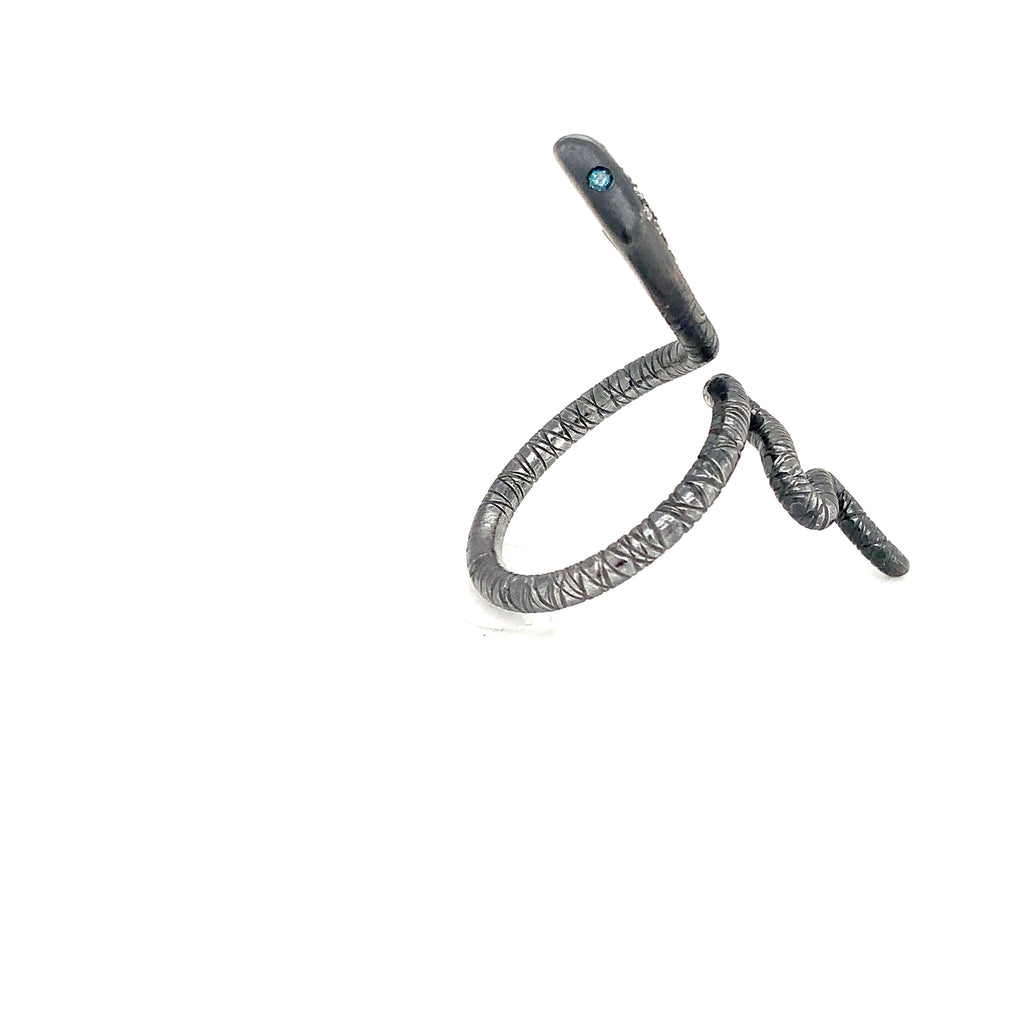 Lika Behar Collection Snake Ring with Diamond in Oxidized Sterling Sitver - Image 5 of 7