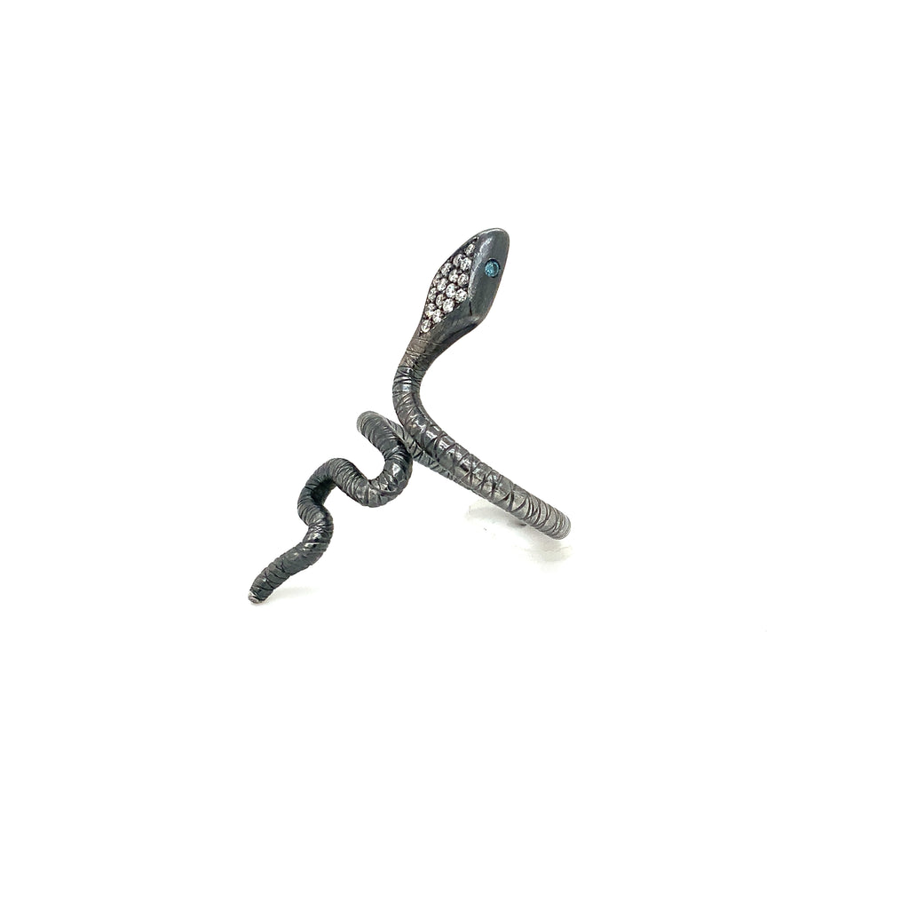 Lika Behar Collection Snake Ring with Diamond in Oxidized Sterling Sitver - Image 6 of 7