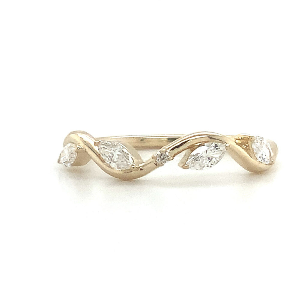 Marquise cut Diamond Leaves Wave Band set in 14K Y/G - Image 2 of 9