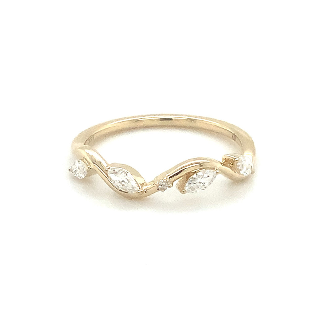 Marquise cut Diamond Leaves Wave Band set in 14K Y/G - Image 3 of 9