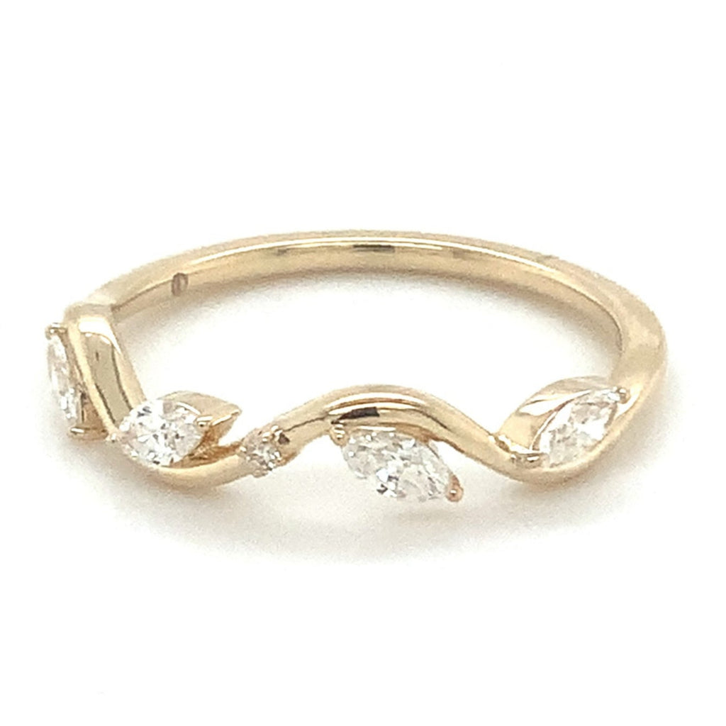 Marquise cut Diamond Leaves Wave Band set in 14K Y/G - Image 1 of 9