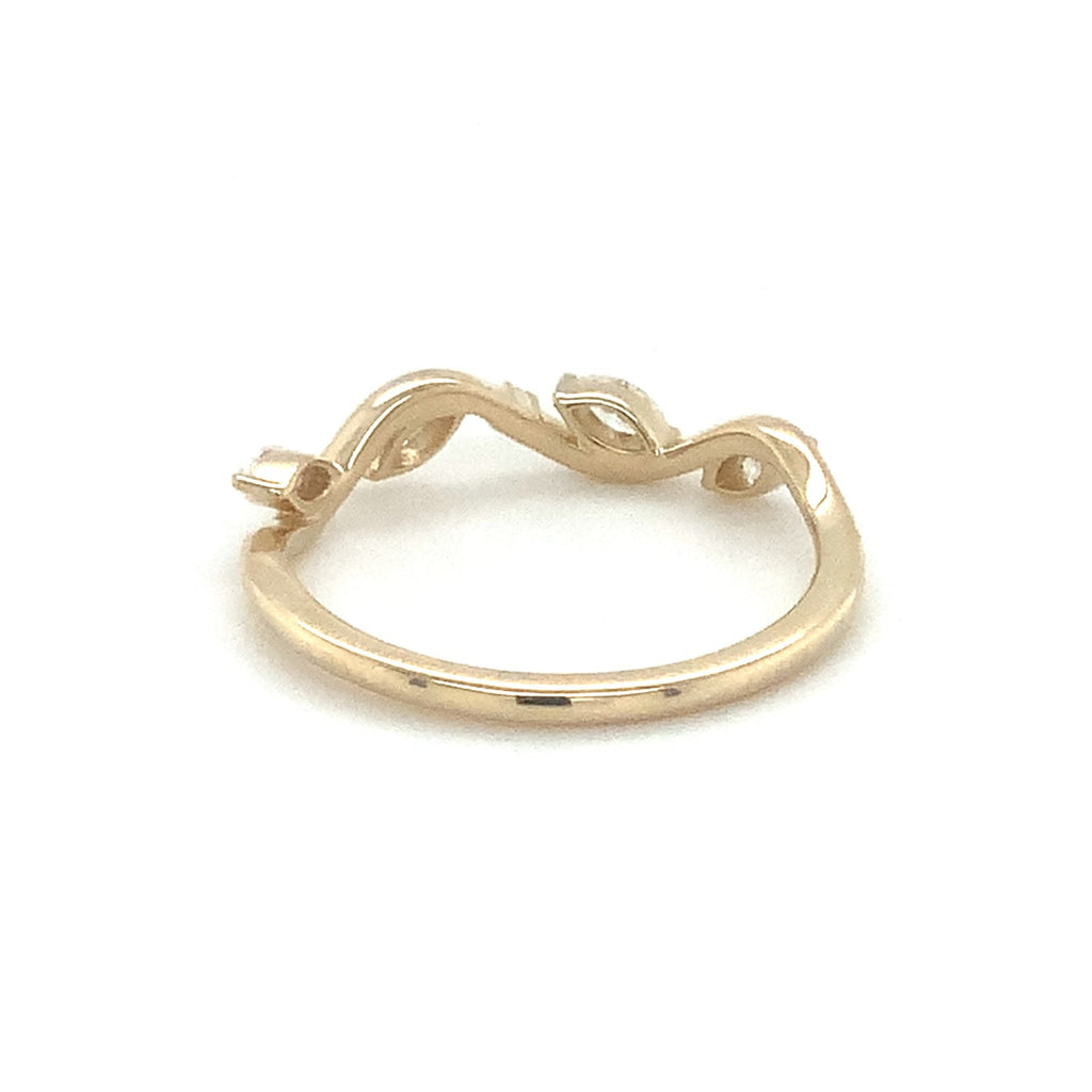 Marquise cut Diamond Leaves Wave Band set in 14K Y/G - Image 5 of 9