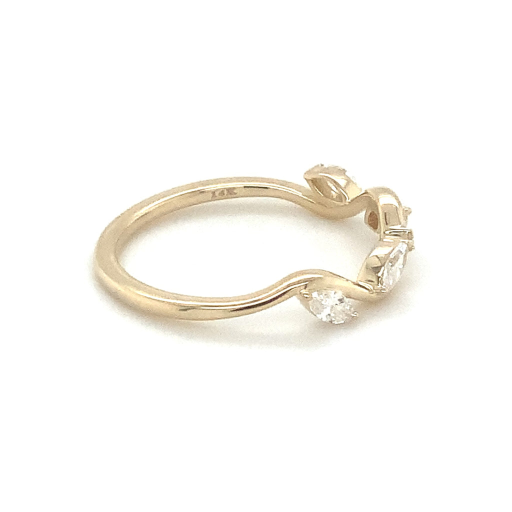 Marquise cut Diamond Leaves Wave Band set in 14K Y/G - Image 6 of 9