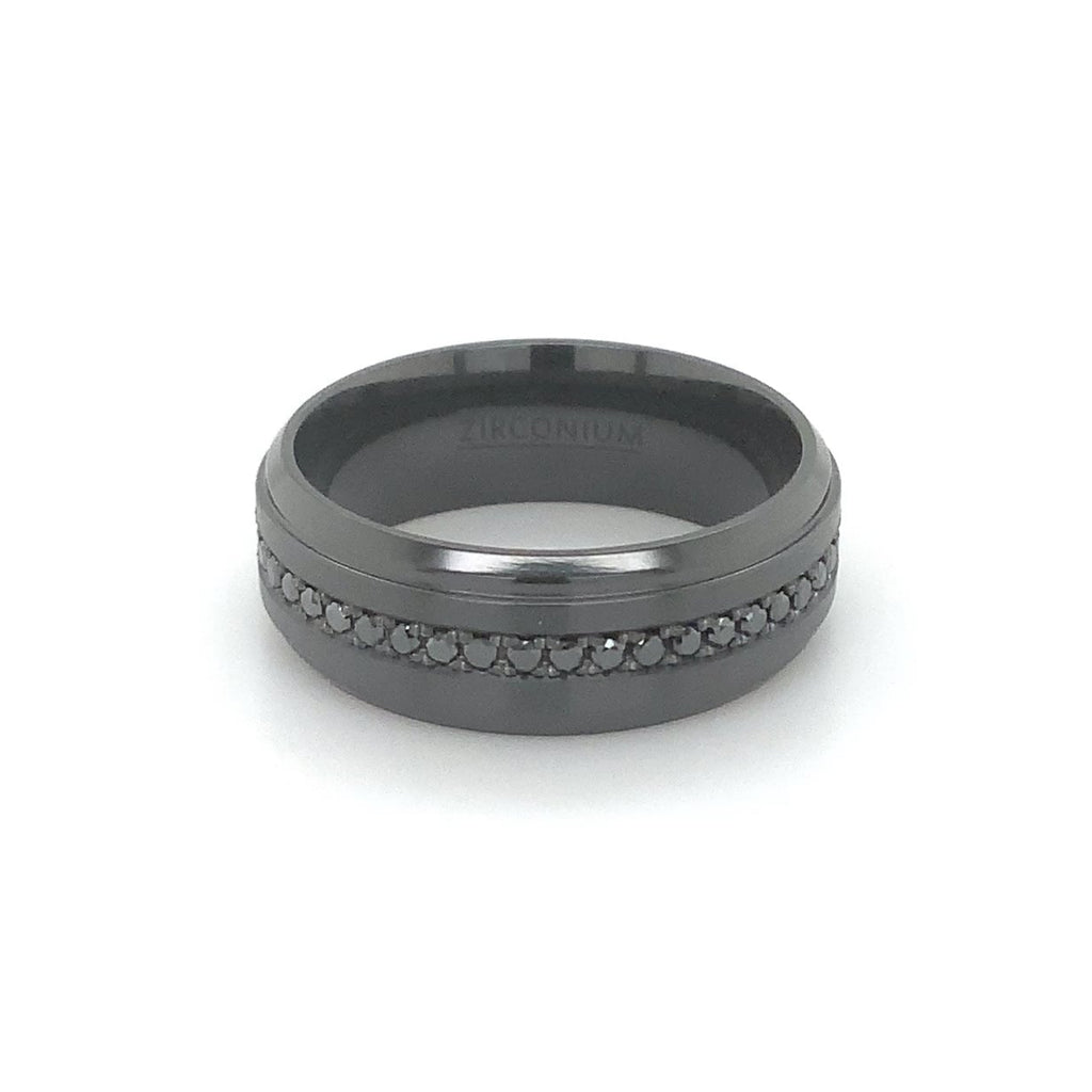 Novella Contemporary Black Zirconium and Black Diamonds Eternity Wedding Band - Image 1 of 3