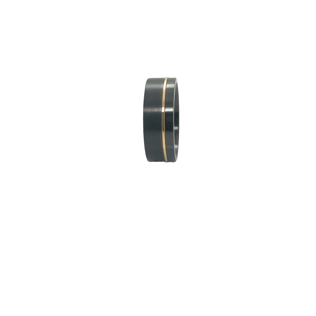 Novella Contemporary Black Zirconium and 18K Yellow gold Inlaid Wedding Band - Image 3 of 4