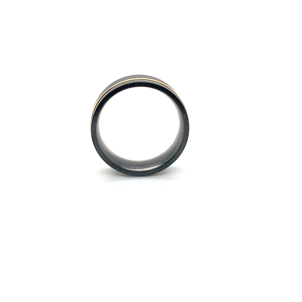 Novella Contemporary Black Zirconium and 18K Yellow gold Inlaid Wedding Band - Image 4 of 4