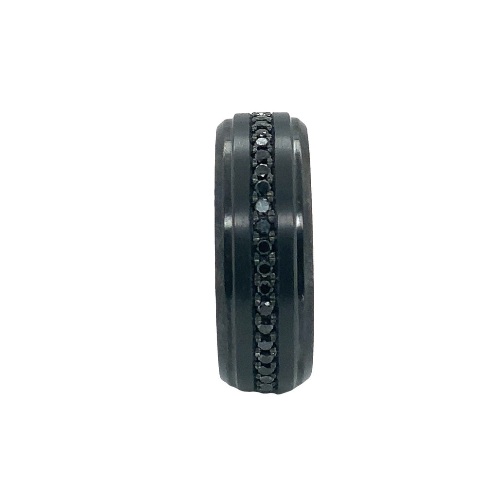 Novella Contemporary Black Zirconium and Black Diamonds Eternity Wedding Band - Image 3 of 3