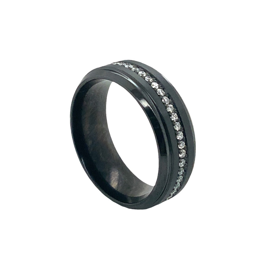 Novella Contemporary Black Zirconium and White Diamonds Wedding Band - Image 3 of 4