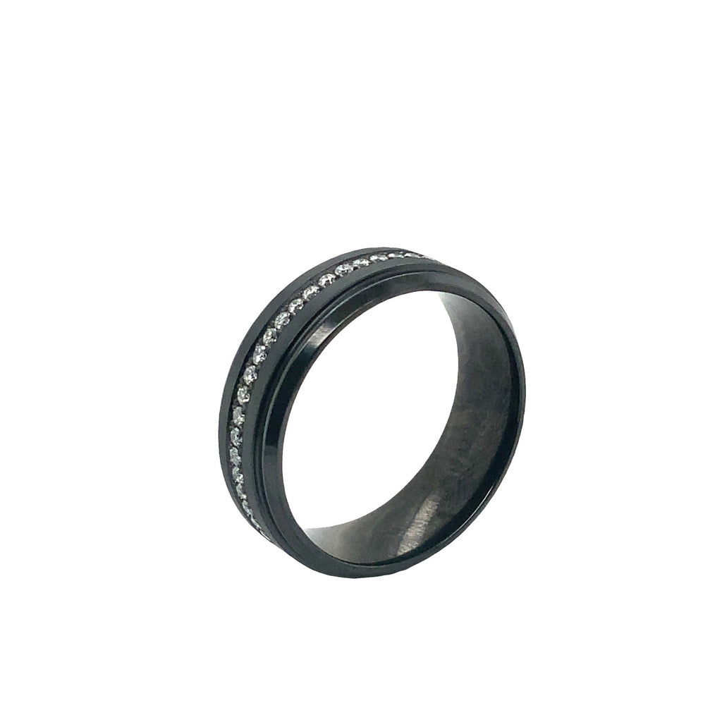 Novella Contemporary Black Zirconium and White Diamonds Wedding Band - Image 4 of 4