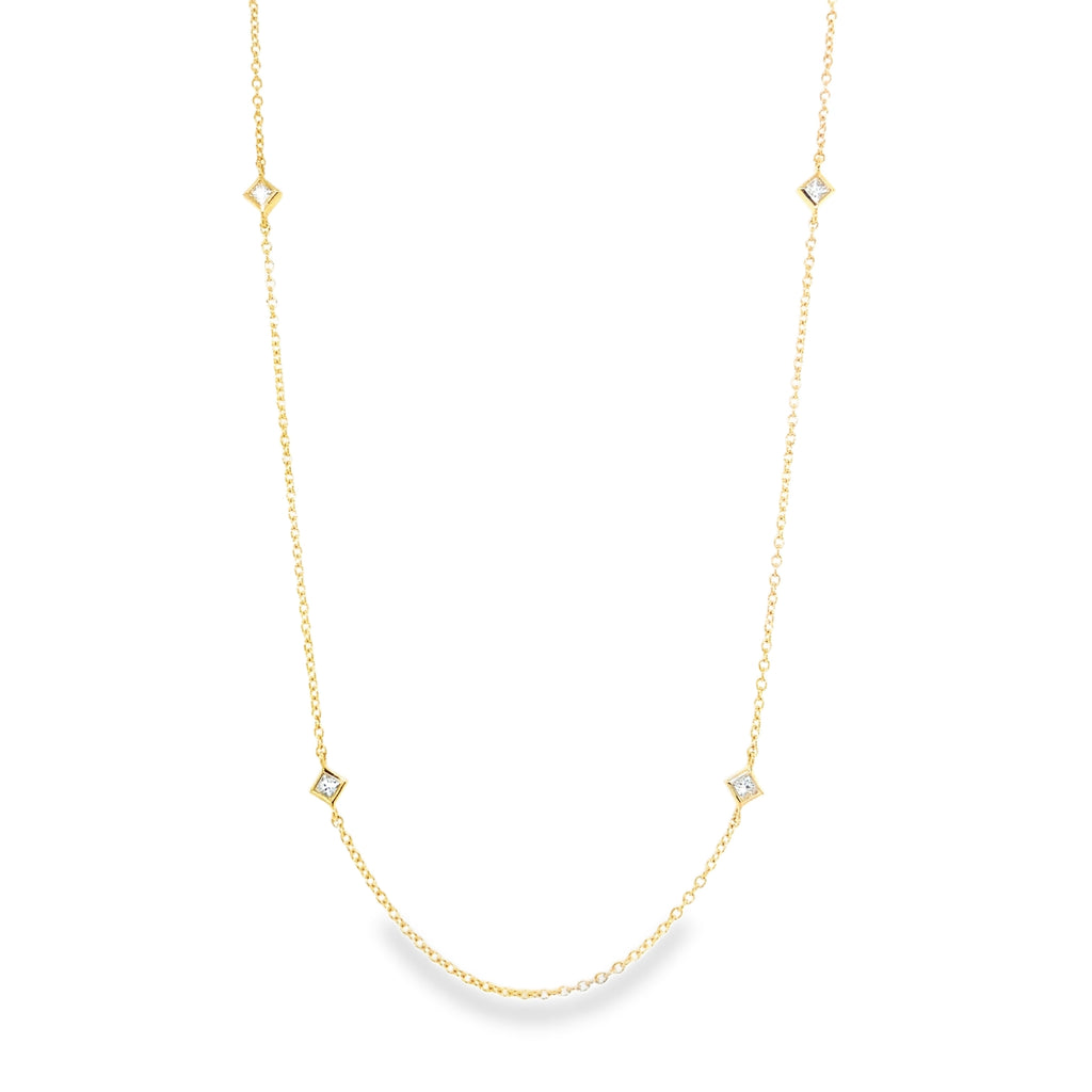 Diamond By The Yard Necklace with Bezels set Princess Cut Diamond in 14K Yellow Gold - Image 4 of 4