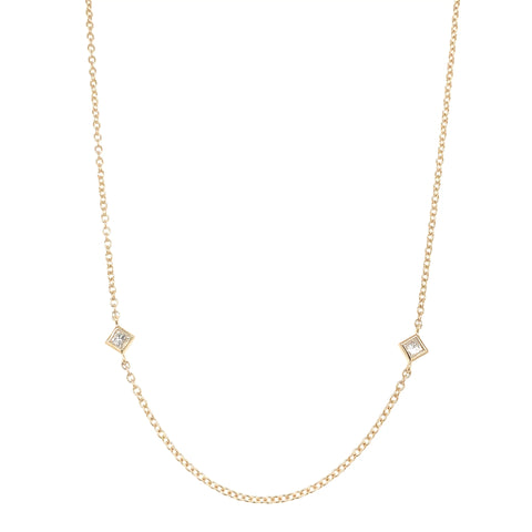 Diamond By The Yard Necklace with Bezels set Princess Cut Diamond in 14K Yellow Gold - Image 1 of 4