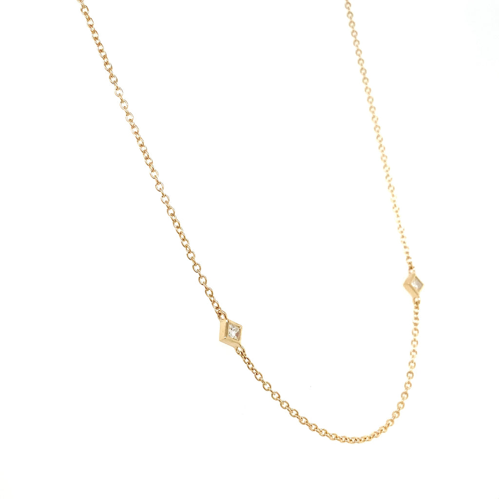 Diamond By The Yard Necklace with Bezels set Princess Cut Diamond in 14K Yellow Gold - Image 2 of 4