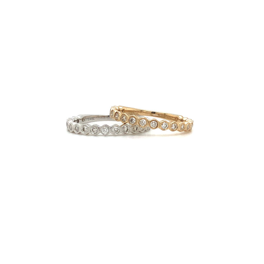 Stackable Honeycomb Shape Single Row Diamond Band in 14K White Gold - Image 4 of 7